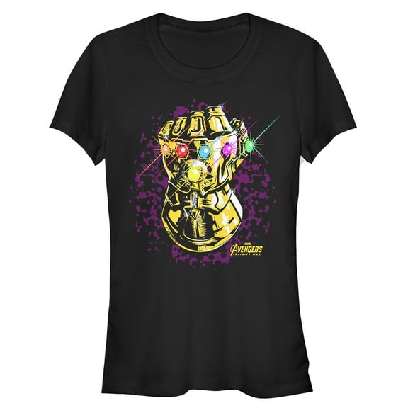 Junior's Marvel Avengers: Avengers: Infinity War Gauntlet Sparkle Graphic Tee Navy Blue Medium