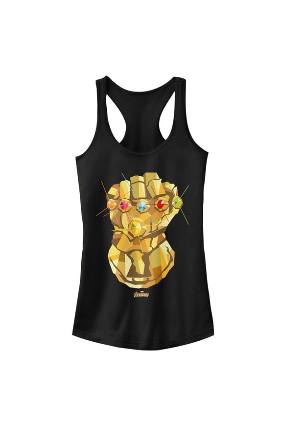 Junior's Marvel Avengers: Avengers: Infinity War Geometric Gauntlet Racerback Tank Top Black Large