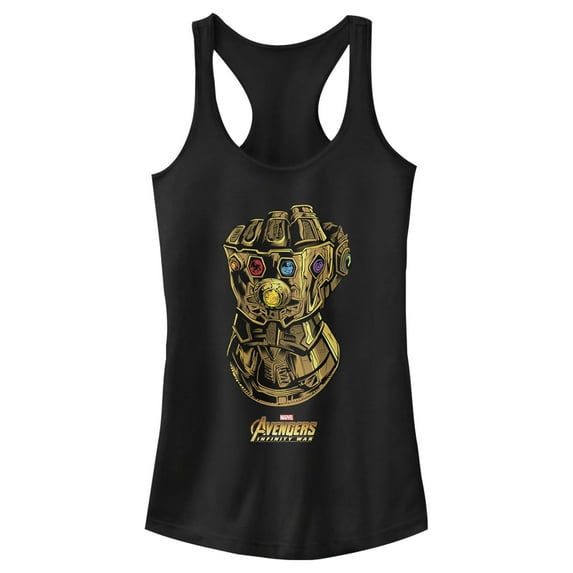 Junior's Marvel Avengers: Avengers: Infinity War Power Gauntlet Racerback Tank Top Black Medium