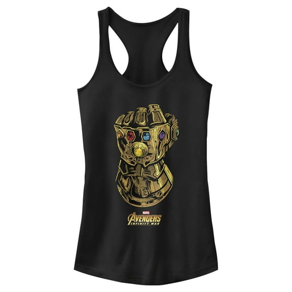 Junior's Marvel Avengers: Avengers: Infinity War Power Gauntlet Racerback Tank Top Black Small