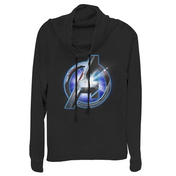Junior's Marvel Avengers: Endgame Arc Reactor Logo Cowl Neck Sweatshirt Black Large