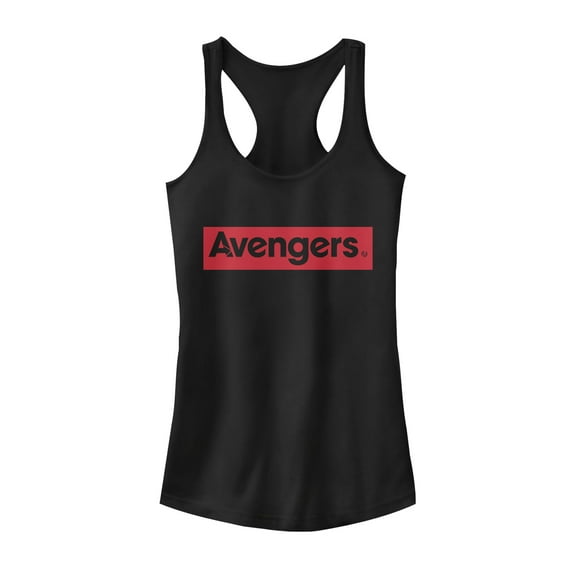 Junior's Marvel Avengers: Endgame Bold Avenger Title Racerback Tank Top Black Large