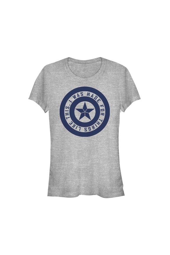 Junior's Marvel Avengers: Endgame Cap Shield Made for This Graphic Tee Athletic Heather Large