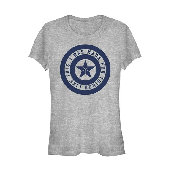 Junior's Marvel Avengers: Endgame Cap Shield Made for This  Graphic Tee Athletic Heather Small