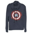 thumbnail image 1 of Junior's Marvel Avengers: Endgame Cap Smudged Shield  Cowl Neck Sweatshirt Navy Blue X Small, 1 of 3