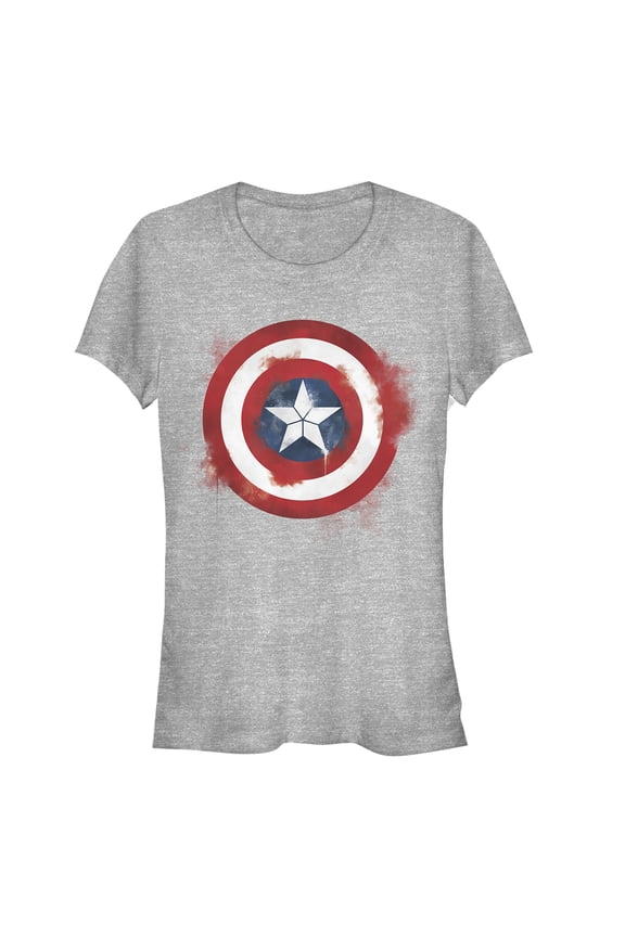Junior's Marvel Avengers: Endgame Cap Smudged Shield Graphic Tee Athletic Heather Large