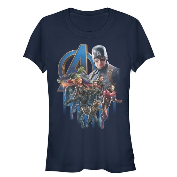 Junior's Marvel Avengers: Endgame Captain America's Team  Graphic Tee Navy Blue X Large