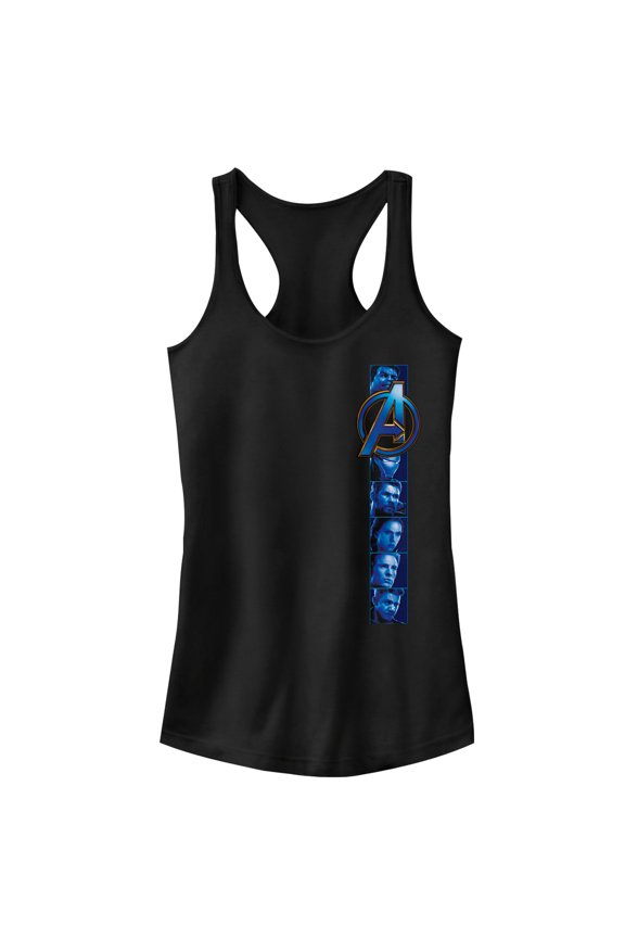 Junior's Marvel Avengers: Endgame Hero Photo Reel Racerback Tank Top Black X Large