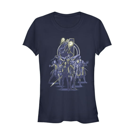 Junior's Marvel Avengers: Endgame Heroine Collage Graphic Tee Navy Blue X Large