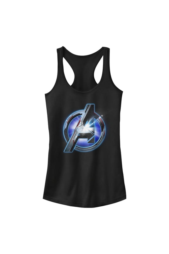 Junior's Marvel Avengers: Endgame High Tech Logo Racerback Tank Top Black Medium