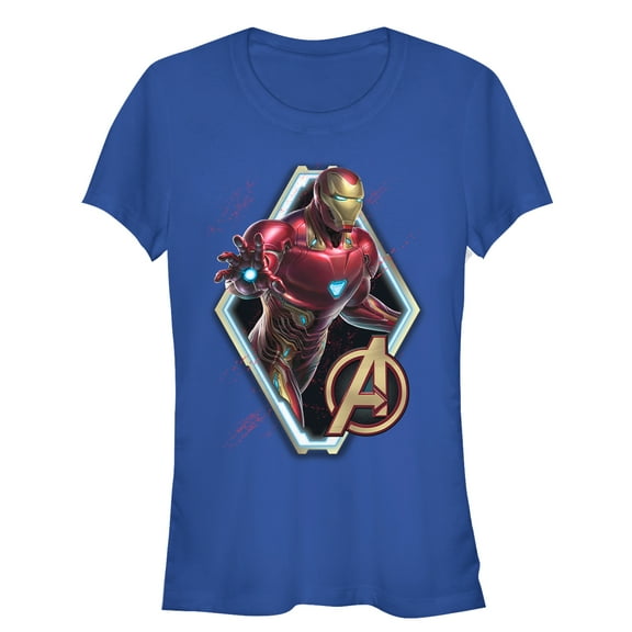 Junior's Marvel Avengers: Endgame Iron Man Frame  Graphic Tee Royal Blue Large