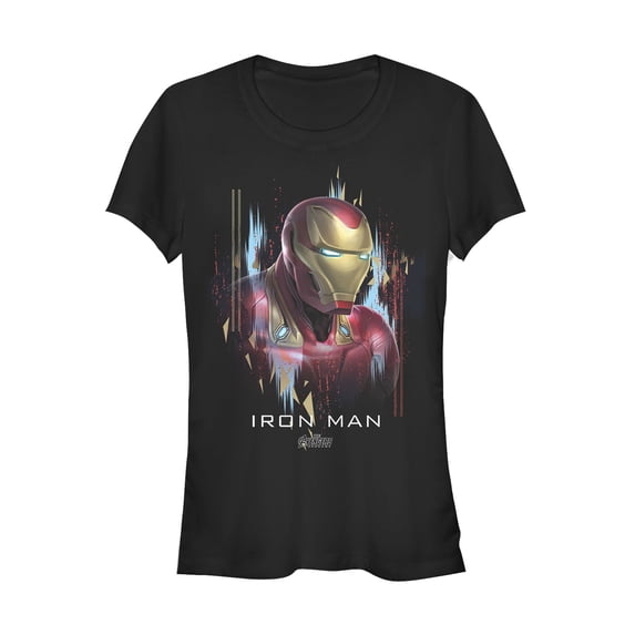 Junior's Marvel Avengers: Endgame Iron Man Glitch Graphic Tee Black X Large