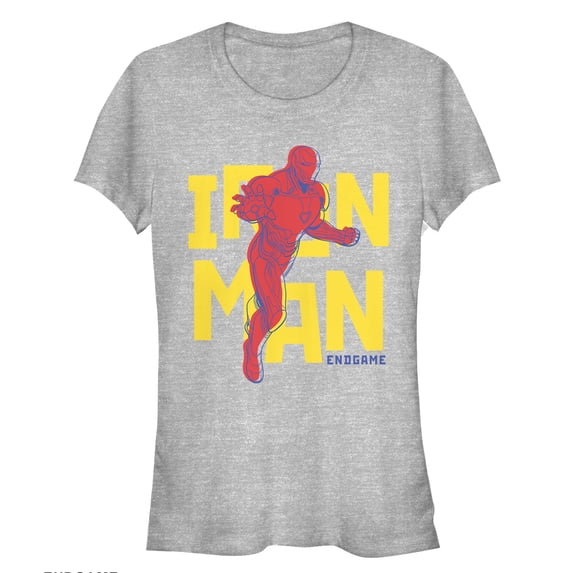 Junior's Marvel Avengers: Endgame Iron Man Pop Art Graphic Tee Athletic Heather Small