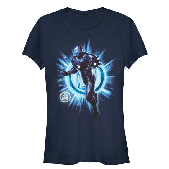 Junior's Marvel Avengers: Endgame Iron Man Star Logo Graphic Tee Navy Blue Medium