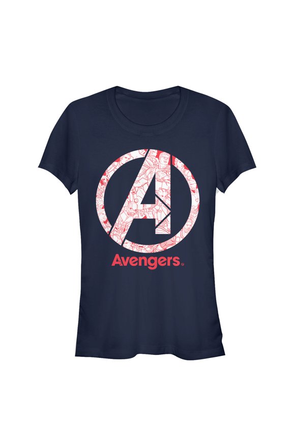 Junior's Marvel Avengers: Endgame Logo Line Art Graphic Tee Navy Blue Large