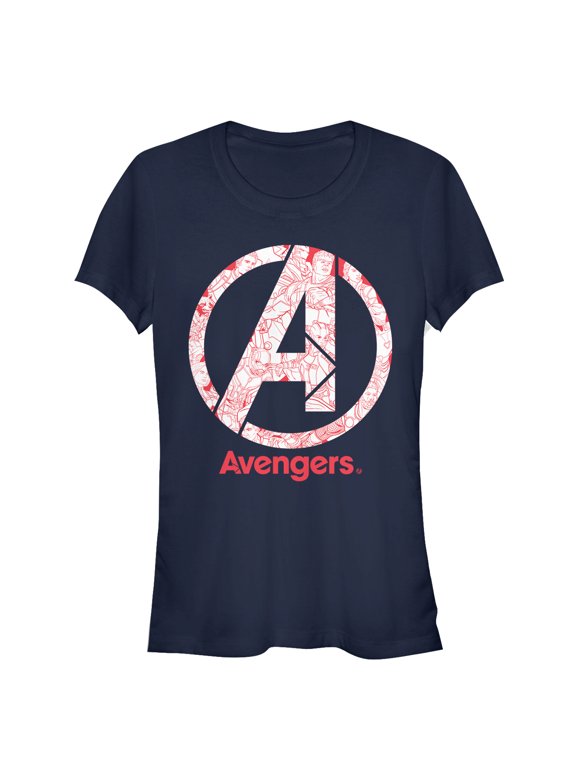 Junior's Marvel Avengers: Endgame Logo Line Art Graphic Tee Navy Blue X Large