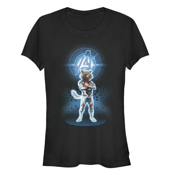 Junior's Marvel Avengers: Endgame Rocket Quantum Ready  Graphic Tee Black Medium