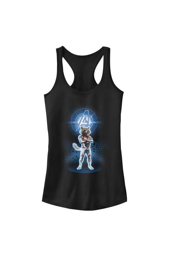 Junior's Marvel Avengers: Endgame Rocket Quantum Ready Racerback Tank Top Black Small