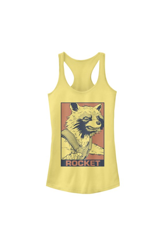 Junior's Marvel Avengers: Endgame Rocket Ready Racerback Tank Top Banana Medium