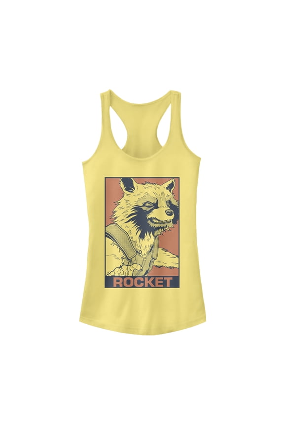 Junior's Marvel Avengers: Endgame Rocket Ready Racerback Tank Top Banana X Large