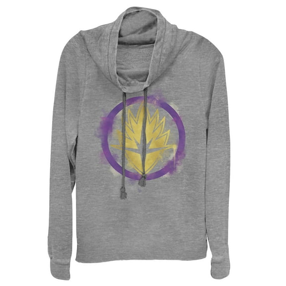 Junior's Marvel Avengers: Endgame Smudge Guardians of the Galaxy  Cowl Neck Sweatshirt Gray Heather Large