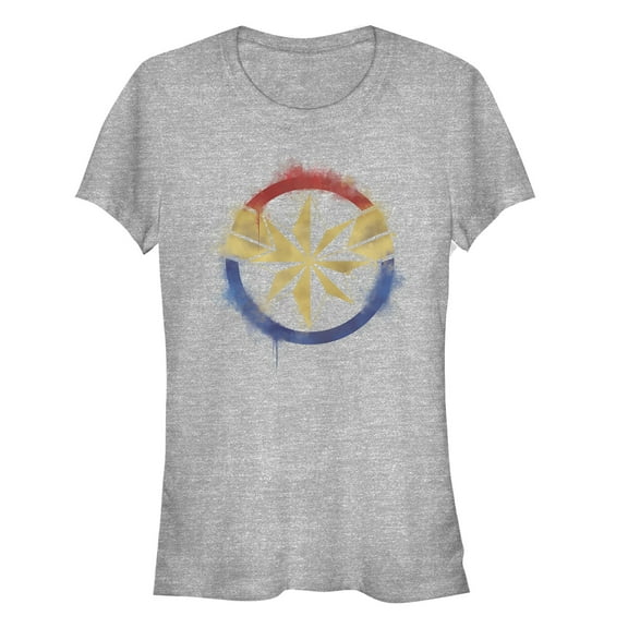Junior's Marvel Avengers: Endgame Smudged Captain Marvel  Graphic Tee Athletic Heather Large
