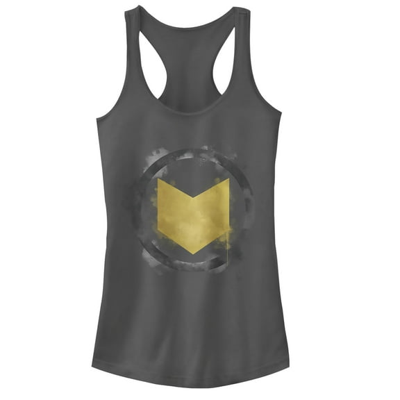 Junior's Marvel Avengers: Endgame Smudged Hawkeye  Racerback Tank Top Charcoal Large