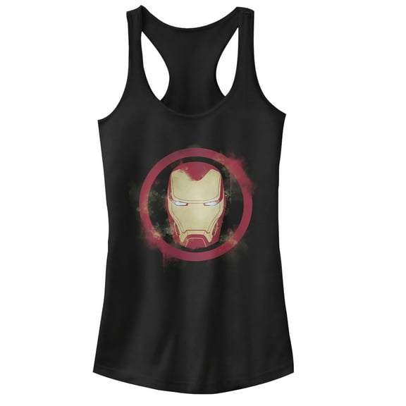Junior's Marvel Avengers: Endgame Smudged Iron Man Racerback Tank Top Black Medium