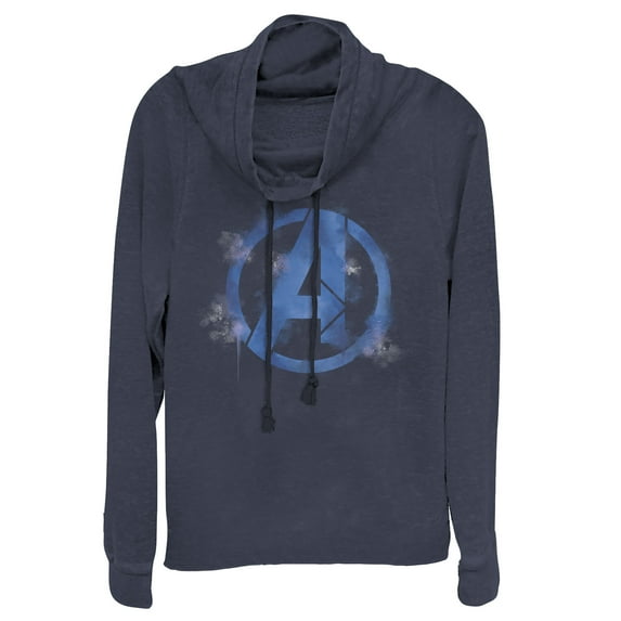 Junior's Marvel Avengers: Endgame Smudged Logo Cowl Neck Sweatshirt Navy Blue 4X Large