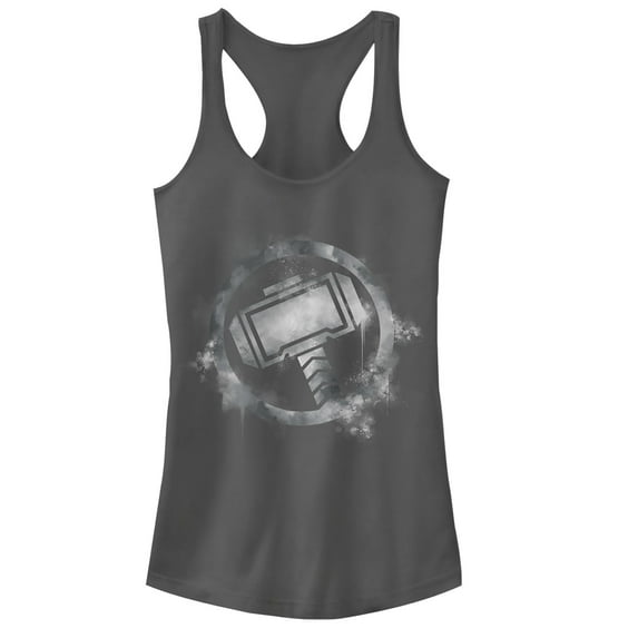 Junior's Marvel Avengers: Endgame Smudged Thor Racerback Tank Top Charcoal 2X Large