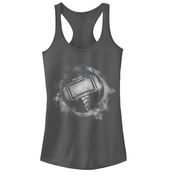 Junior's Marvel Avengers: Endgame Smudged Thor Racerback Tank Top Charcoal Large
