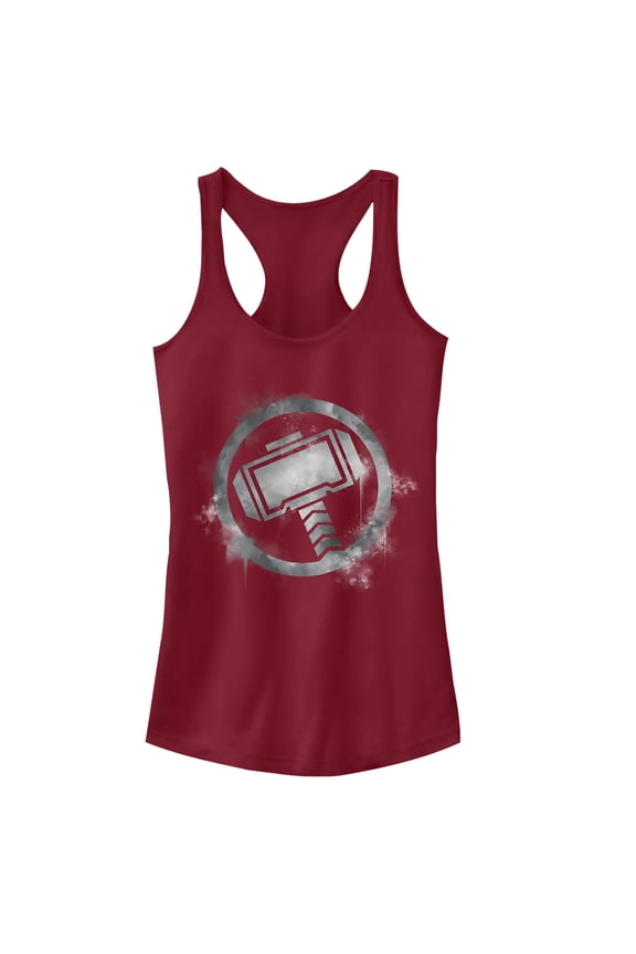 Junior's Marvel Avengers: Endgame Smudged Thor Racerback Tank Top Scarlet Large