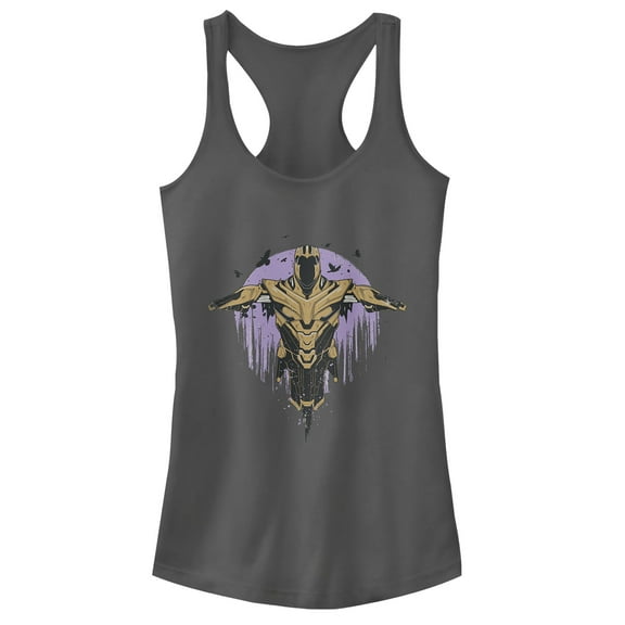 Junior's Marvel Avengers: Endgame Thanos Flight Racerback Tank Top Charcoal Small