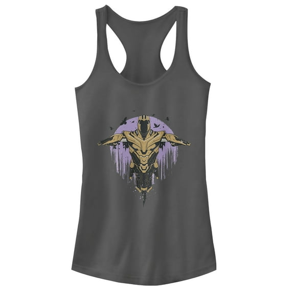 Junior's Marvel Avengers: Endgame Thanos Flight Racerback Tank Top Charcoal X Large