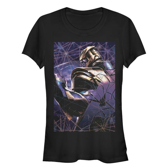 Junior's Marvel Avengers: Endgame Thanos Shattered Glass Graphic Tee Black Large