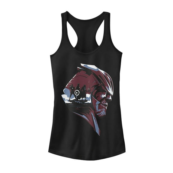 Junior's Marvel Avengers: Endgame Thanos Silhouette  Racerback Tank Top Black X Large