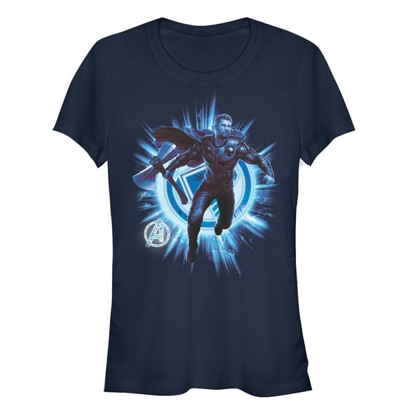 Junior's Marvel Avengers: Endgame Thor Star Logo  Graphic Tee Navy Blue Large