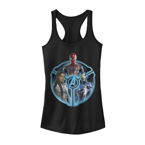 Junior's Marvel Avengers: Endgame Trio  Racerback Tank Top Black Small