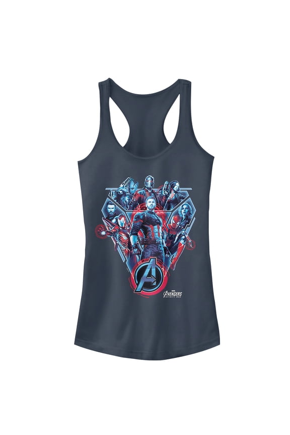 Junior's Marvel Avengers: Infinity War Armor Racerback Tank Top Indigo Medium