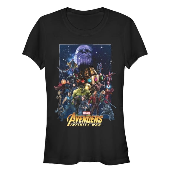 Junior's Marvel Avengers: Infinity War Character Collage Graphic Tee Black Small