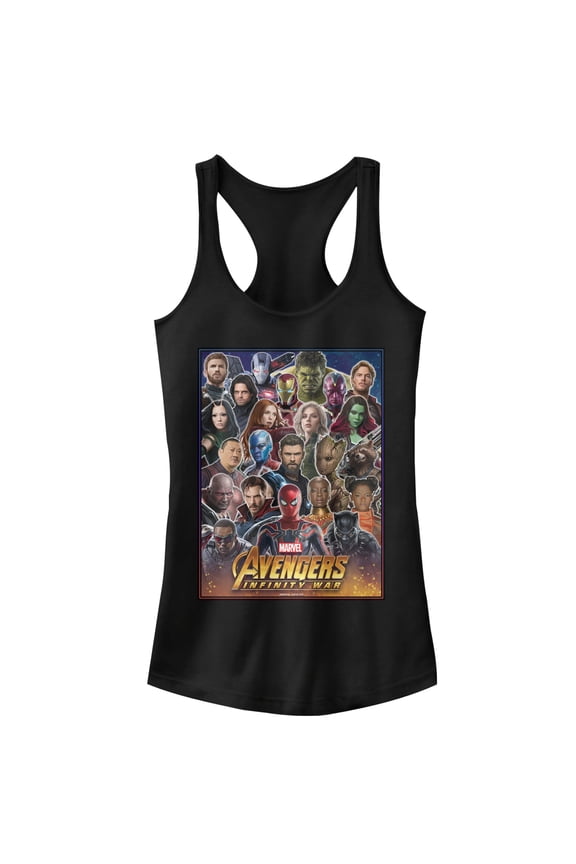 Junior's Marvel Avengers: Infinity War Hero Collage  Racerback Tank Top Black Large