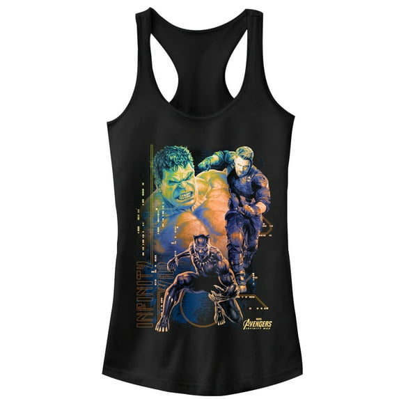 Junior's Marvel Avengers: Infinity War Heroes Racerback Tank Top Black X Large