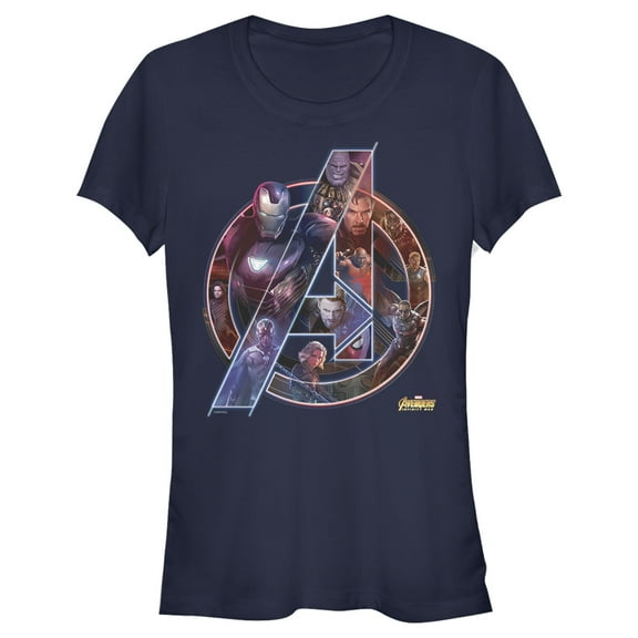 Junior's Marvel Avengers: Infinity War Logo  Graphic Tee Navy Blue Large