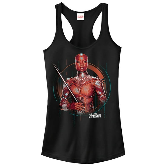Junior's Marvel Avengers: Infinity War Okoye Tech Racerback Tank Top Black Medium
