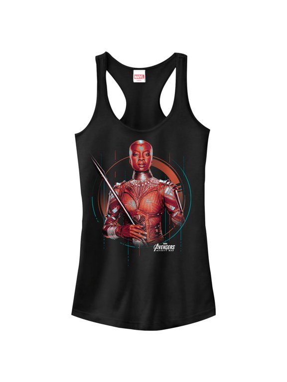 Junior's Marvel Avengers: Infinity War Okoye Tech Racerback Tank Top Black Medium