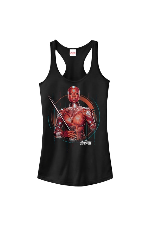 Junior's Marvel Avengers: Infinity War Okoye Tech Racerback Tank Top Black X Large