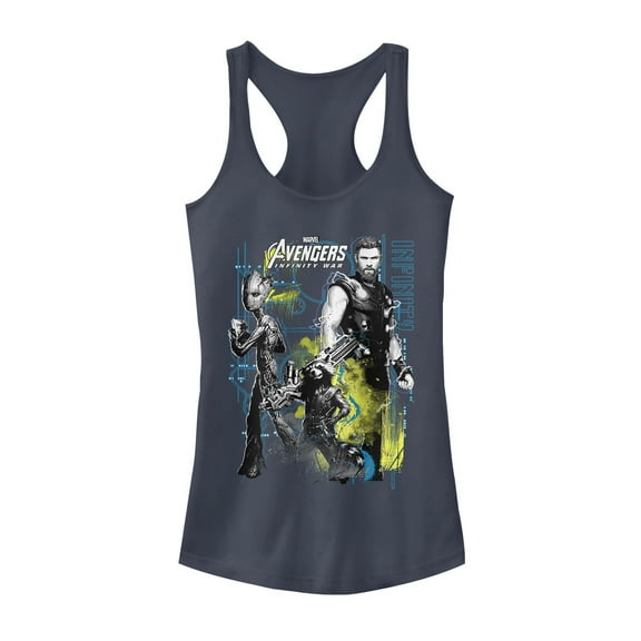 Junior's Marvel Avengers: Infinity War Space Crew  Racerback Tank Top Indigo Large
