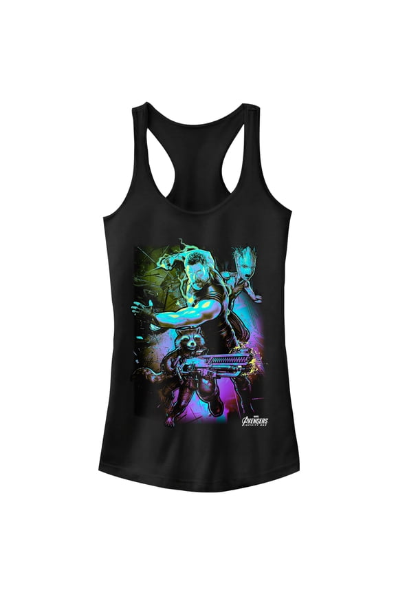 Junior's Marvel Avengers: Infinity War Thor Lightning  Racerback Tank Top Black Small