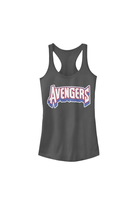 Junior's Marvel Avengers Text Racerback Tank Top Charcoal Small