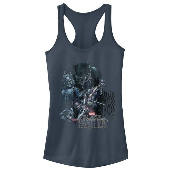Junior's Marvel Black Panther 2018 Character View  Racerback Tank Top Indigo X Large